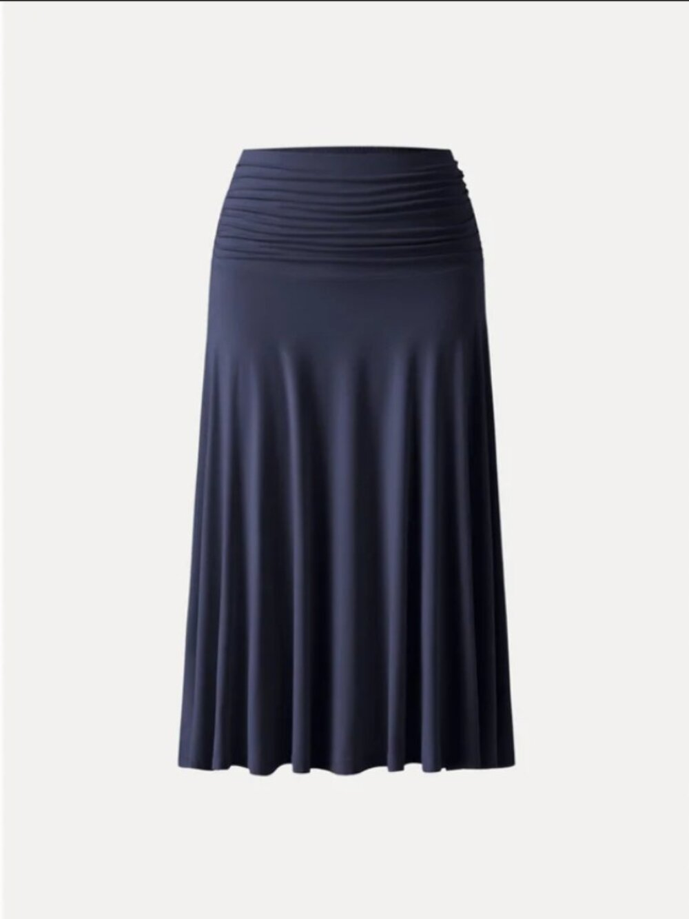 Eco-SkinKiss® Flowy Side Ruched A-line Midi Skirt - Midnight Navy